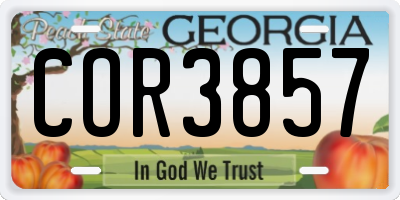 GA license plate COR3857