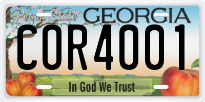 GA license plate COR4001