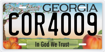 GA license plate COR4009