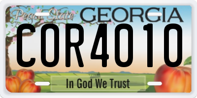 GA license plate COR4010