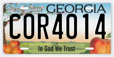 GA license plate COR4014
