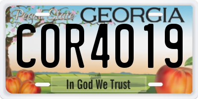 GA license plate COR4019
