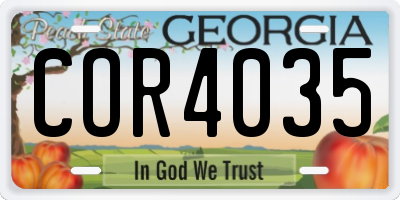 GA license plate COR4035