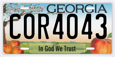 GA license plate COR4043