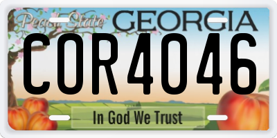 GA license plate COR4046