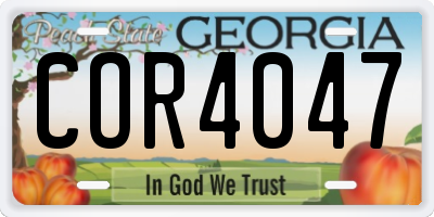 GA license plate COR4047