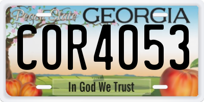 GA license plate COR4053