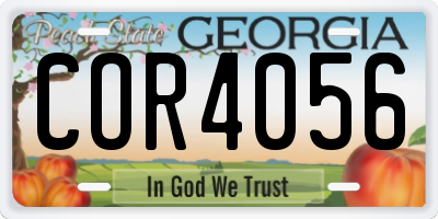 GA license plate COR4056
