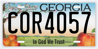 GA license plate COR4057
