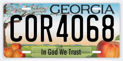 GA license plate COR4068
