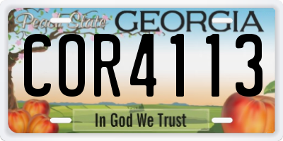 GA license plate COR4113