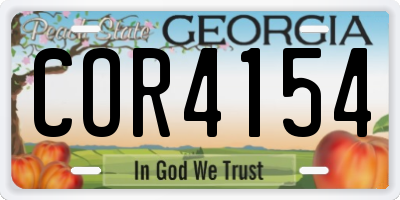 GA license plate COR4154