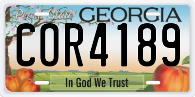 GA license plate COR4189