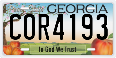 GA license plate COR4193