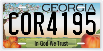GA license plate COR4195