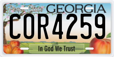 GA license plate COR4259