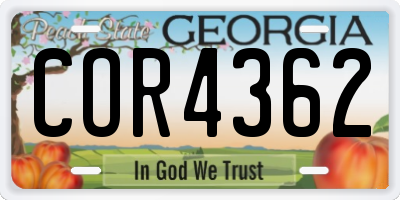 GA license plate COR4362