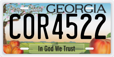 GA license plate COR4522