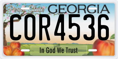 GA license plate COR4536