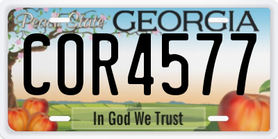 GA license plate COR4577