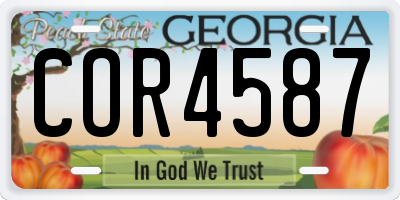 GA license plate COR4587
