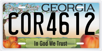 GA license plate COR4612