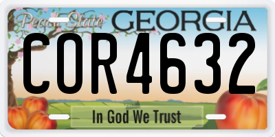 GA license plate COR4632
