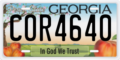 GA license plate COR4640