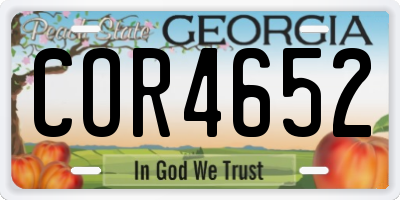 GA license plate COR4652