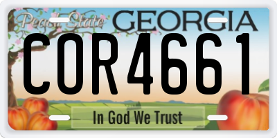 GA license plate COR4661