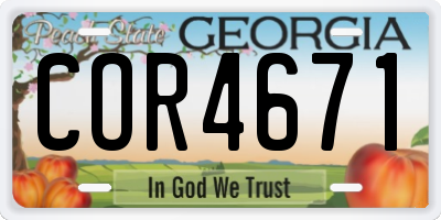 GA license plate COR4671