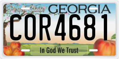 GA license plate COR4681