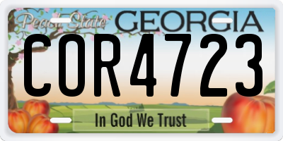 GA license plate COR4723