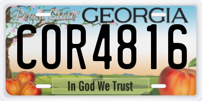 GA license plate COR4816
