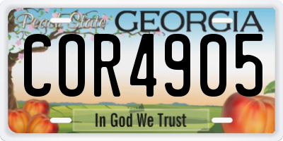 GA license plate COR4905
