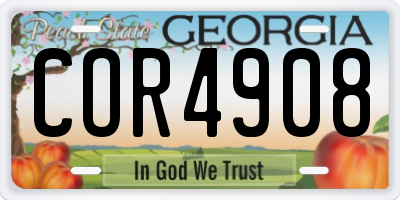 GA license plate COR4908