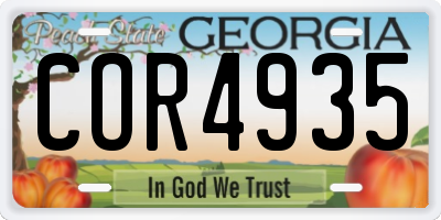 GA license plate COR4935