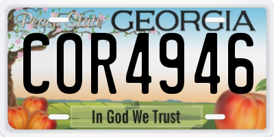 GA license plate COR4946