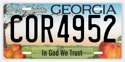 GA license plate COR4952