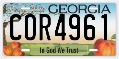 GA license plate COR4961