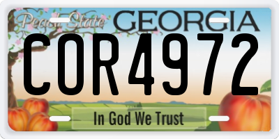 GA license plate COR4972