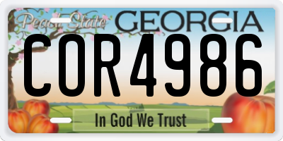 GA license plate COR4986