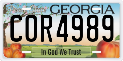 GA license plate COR4989