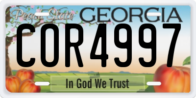 GA license plate COR4997