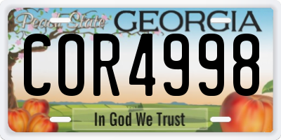 GA license plate COR4998