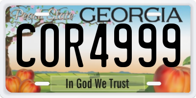 GA license plate COR4999