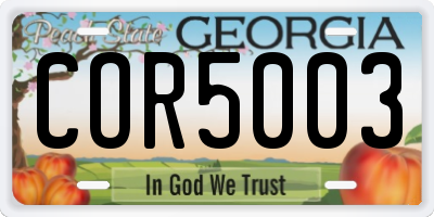 GA license plate COR5003