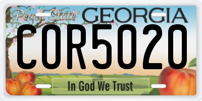 GA license plate COR5020