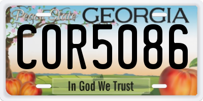GA license plate COR5086
