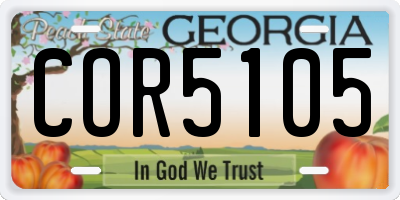 GA license plate COR5105